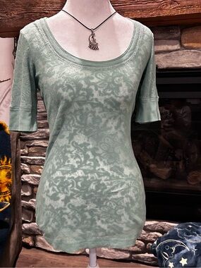 Vtg VANITY Waffle Knit Thermal Top Burnout Y2K Grunge Fairy Indie Sleaze Size L